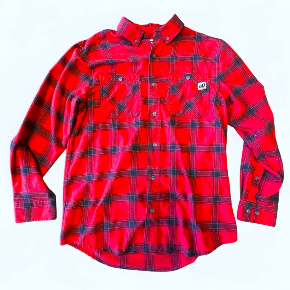 Classic Duluth Trading Co 40 Grit Flannel Shirt Red Mens Sz Medium Workwear